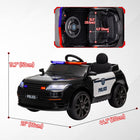 Qaba Kids 12V Electric Ride-on Police Car with Remote Control - Black-12V/7Ah battery runs up to 60 minutes on a full charge 