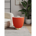 Manhattan Comfort - Table d’appoint moderne Anderson 18,43 po en similicuir orange-Magnifique plateau de table en céramique effet marbre
