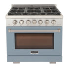 Kucht 36" KFX-X Series Pro Style Propane Gas Range - Stainless Steel/Light Blue-Rocket power burner 21 000 btu for rapid searing
