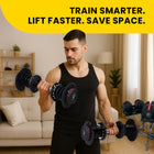 MotionGrey Adjustable Dumbbells - 10-90 lb Weight Set with Anti-Slip Metal Handle - Black - Set of 2-9