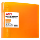 JAM Paper - Classeur en plastique de 4 pouces - classeur à 3 anneaux orange-Taille : 4" de largeur | Peut contenir jusqu'à 750 feuilles de papier.