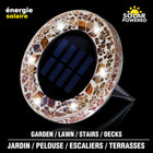 Bell+Howell - Disques lumineux décoratifs LED solaires d'extérieur en mosaïque - Chêne brun éclatant - Paquet de 4-Construction durable: coque en verre antirouille, légère et conçue pour une utilisation extérieure durable avec peu d’entretien
