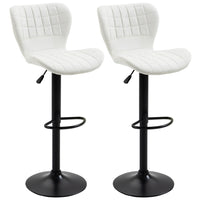 HOMCOM Adjustable Swivel PU Leather Bar Stools - White - 2 Pack-A set of 2 gives you a matching look
