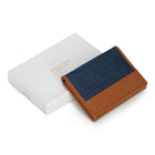 Champs - Porte-cartes en Cuir Denim - Beige/Bleu-Poche extérieure