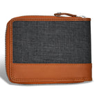 Champs - Portefeuille Zip Around en Cuir Denim - Beige/Noir-3 pochettes latérales
