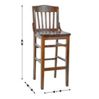Flash Furniture - Tabouret de restaurant de la série HERCULES en bois de noyer à dossier style Schoolhouse-Conception à dossier style Schoolhouse