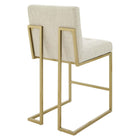 Modway Privy Upholstered Fabric Counter Stool - Gold Beige - Set of 2-No Assembly Required