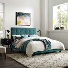 Modway Melanie Tufted Button Upholstered Performance Velvet King Platform Bed - Sea Blue-Velvet Polyester Upholstery