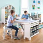 Guidecraft Martha Stewart Living & Learning Collection Kids’ Art Table & Stools - Creamy White-Table, stools, paint cups, bins and paper included