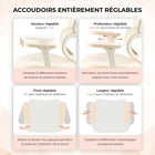 MotionGrey - Chaise de bureau ergonomique Mellow - Dossier en maille haute avec accoudoirs réglables - Beige-8