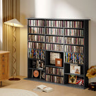 HOMCOM 8-Tier Media Storage Cabinet - Black-Material: Particleboard