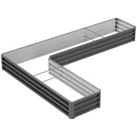 Outsunny - Jardin surélevé en forme de L - 82 po x 109 po x 12 po - gris foncé-Le bac surélevé en forme de L s'adapte aux coins de tout espace extérieur 