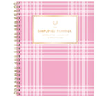 Emily Ley Simplified 2026-27 Weekly/Monthly Planner - 11" x 9" - Pink Plaid - Bilingual-12 tabbed months: July 2026 - June 2027