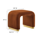 Modway - Koda Performance Velvet Tabouret en cascade - Rouille en laiton-Conception des cascades