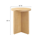 Modway Silas Round Wood Side Table - Natural-Mango Wood and Veneer