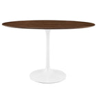 Modway Lippa 48" Oval Wood Dining Table - Walnut-Modern Dining Table