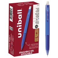 uni-ball Erasable Gel Retractable Pens - 0.7mm - Blue - 12 Pack-Gel Pens