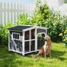 PawHut - Niche pour chien en bois d’extérieur avec fond amovible pour grand chien-Grand et spacieux pour offrir un espace confortable où se détendre 
