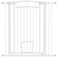 PawHut Dog Gate with Cat Door with 2 Extension Kits - 30"-41" W x 42" H-41.7" (106 cm) high gate effectively secures pets