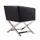 Manhattan Comfort - Hollywood fauteuil d’appoint contemporain 25,6" en similicuir noir et chrome poli-Capacité de poids : 300 lb Hauteur du siège : 18,3 po Longueur du cadre de l’accoudoir : 26,18