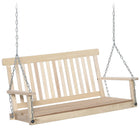 Outsunny 2 Person Wooden Porch Swing with Hanging Chains - Slatted Back & Seat-Perfect for patio, garden, backyard, porch, and other outdoor living space
