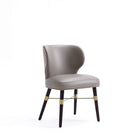 Manhattan Comfort Strine 21.65" Modern Velvet and Leatherette Upholstered Dining Chair - Dark Taupe - Set of 2-Rounded Back Seat with Gold Trimming Outline