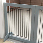 PawHut Folding Freestanding Pet Gate with 2 Support Feet - Grey-Can be arranged into different shapes - suitable for different rooms 