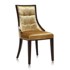 Manhattan Comfort Fifth Avenue 18.5" Traditional Velvet Upholstered Dining Chair - Antique Gold and Walnut - Set of 2-Standard 4-Leg Base