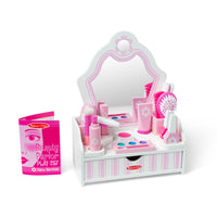 Melissa & Doug - Ensemble salon de beauté en bois (coiffeuse et accessoires, 18 pièces, 39x 30 x 15 cm (H x l x L), excellent cadeau pour les filles et les garçons - jouet idéal pour les enfants de 3, 4, 5 ans et plus)-Ensemble de jeu pour salon de beauté