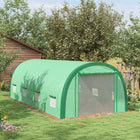 Outsunny - Serre tunnel 10 pi x 6,6 pi x 6,6 pi avec porte en maille à enroulement zippée- Porte et fenêtres enroulables pour un accès facile à l'intérieur et une bonne ventilation  
