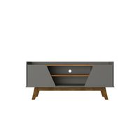 Manhattan Comfort Marcus 53.14" Mid-Century Modern TV Stand - Grey and Nature-Mid-Century Modern Free Standing TV Stand for Living Room and Bedroom use