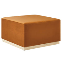 Modway Tilden Large 28" Square Performance Velvet Upholstered Ottoman - Rust/Natural-Performance Velvet Upholstery