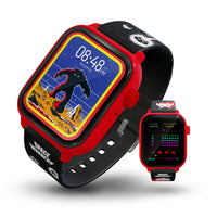  My Play Watch Space Invaders Retro Gaming Smartwatch - Red/Black (English Only)-Retro Time Display: Choose from a collection of Space Invaders  graphics and iconic artwork to customize your watch face, showcasing your love for classic arcade games