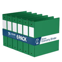 Davis Group Premium Economy Binder - Round Ring - 2" - Green - 6 Pack-3 Ring Binder