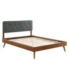Modway Bridgette Wood Full Platform Bed with Splayed Legs - Walnut Charcoal-Full Platform Bed Frame