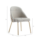 Manhattan Comfort Gracie 24.2" Modern Leatherette Upholstered Dining Chair - Stone and Gold-Upholstered in Luxurious Leatherette with Fine Stitching 