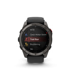 Garmin - Montre connectée GPS multisports fēnix 8 Pro - 51 mm - Titane DLC gris carbone avec bracelet en silicone noir/gris galet-MESSAGERIE PAR SATELLITE - Lorsque vous vous aventurez dans des endroits hors réseau, y compris jusqu'à 50 milles au large, la technologie inReach de la montre vous permet d'envoyer des messages et de recevoir des suivis de localisation - une fois que vous avez établi un lien satellite - sans avoir besoin d'une connexion téléphonique.