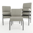 Flash Furniture HERCULES Series 21"W Church Chair in Grey Dot Fabric with Book Rack - Silver Vein Frame-Silver Vein Frame Finish