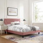 Modway Yasmine Channel Tufted Performance Velvet King Platform Bed - Dusty Rose-Bed Weight Capacity: 800 lbs