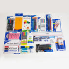 BAZIC Products Back To School Kit - 66 Pieces Set-66 piece set: 10 wood pencils, 12 colored pencils, 1 sharpener, 6 oil gel pens, 4 fiber tip pens, 3 lead, 8 mechanical pencils, 4 erasers, 5 permanent markers, 5 highlighter, 3 dry erase markers, 2 glue sticks, 1 white glue, 1 correction tape, 1 ruler.