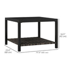Outsunny - Outdoor Table basse d’extérieur en rotin avec plateau en verre trempé, étagère de rangement, cadre en acier-L'étagère ouverte en rotin est idéale pour le rangement ou l'exposition de décorations  