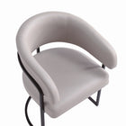 Manhattan Comfort - Lot de 2 chaises de salle à manger modernes Augusta 23,6 po en similicuir gris clair-Cadre en métal avec finition noire mate