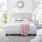 Modway Celine Channel Tufted Performance Velvet King Platform Bed - Pink-Solid Wood Legs