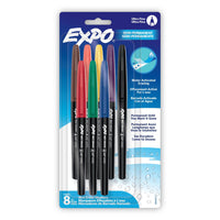 Expo Wet Erase Markers - Ultra Fine Tip - Assorted Colours - Set of 8-Wet erase markers with water-activated erasing technology