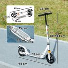 Qaba Foldable Kids Kick Scooter with 4 Adjustable Heights - White-Double shock absorption for a smooth ride 