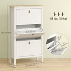 HOMCOM Shoe Cabinet with 3 Flip Drawers in Narrow Design - White-Flat top surface for holding items and decorations