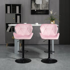HOMCOM - Tabourets de bar pivotants réglables en tissu toucher velours - rose - paquet de 2-Repose-pieds inférieur empêchant les jambes de pendre 
