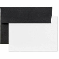 JAM Paper Recycled Stationery Set - 25 White Cards and 25 A6 Envelopes - Black Linen Recycled - set of 25-Color: Black Linen