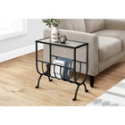Monarch Specialties 3308 Accent Table - Black Metal With Tempered Glass-Spacious rack
