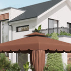Outsunny 10' L x 10' W Gazebo Replacement Canopy Top - Coffee-Fasteners to easily attach to gazebo